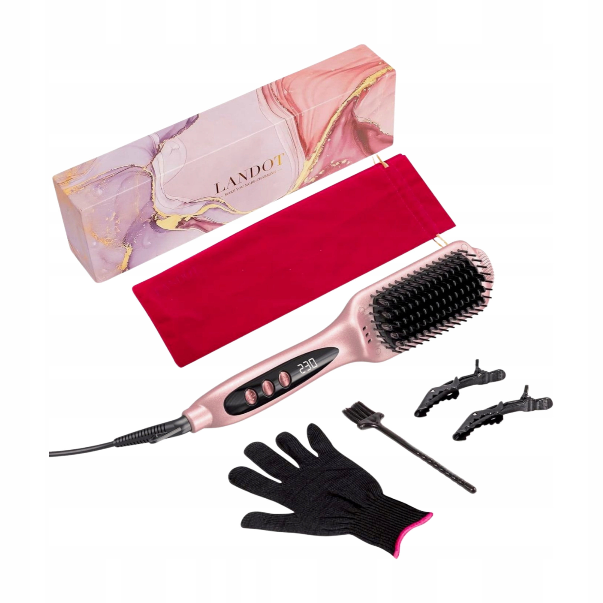 Kartáč žehlička na vlasy 2v1 Rychlá stylizace Ionizace 230°C Landot QF-S200