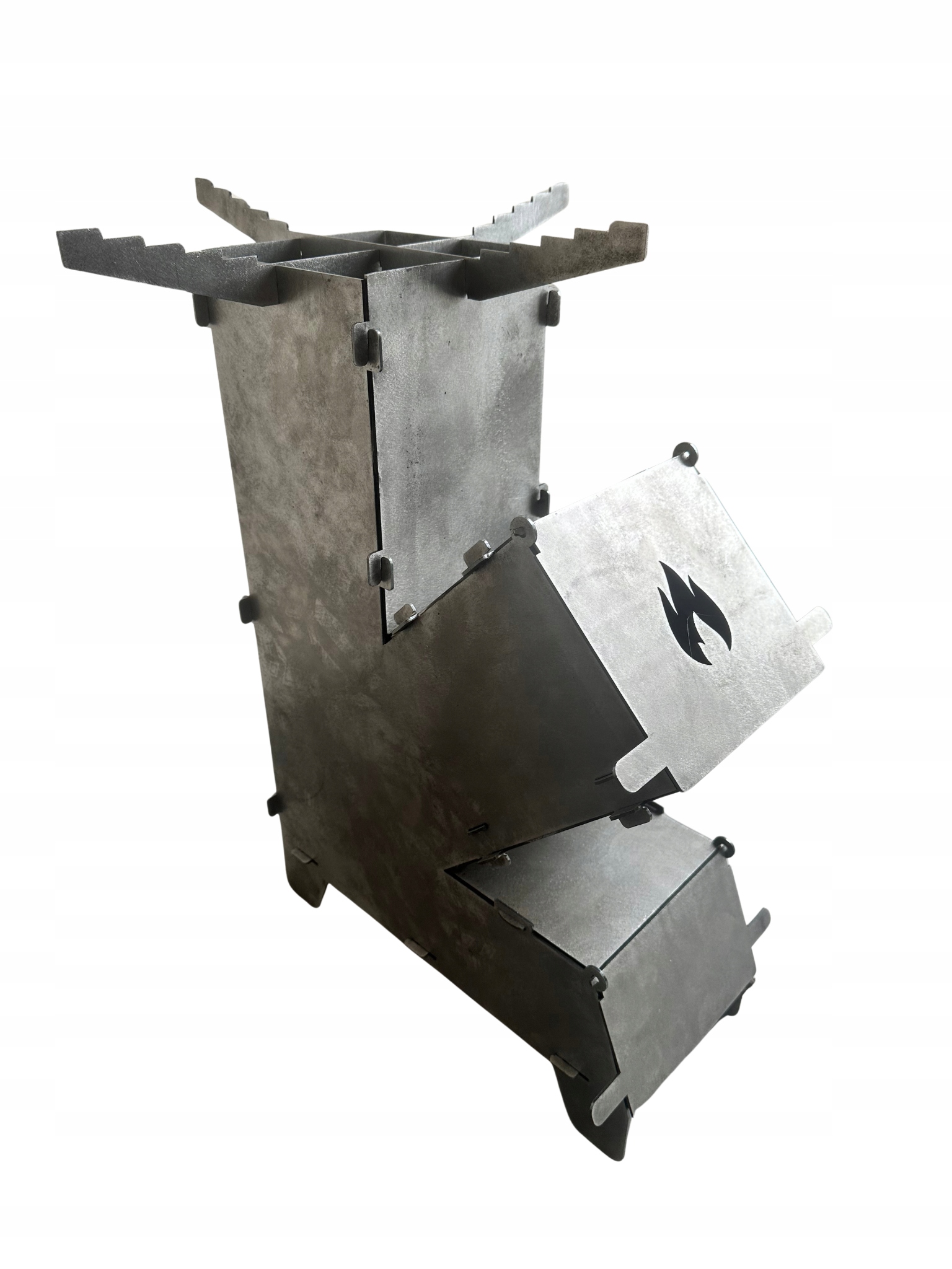 Raketový pec Skládací turistický vařič Survival Ocelový Velký