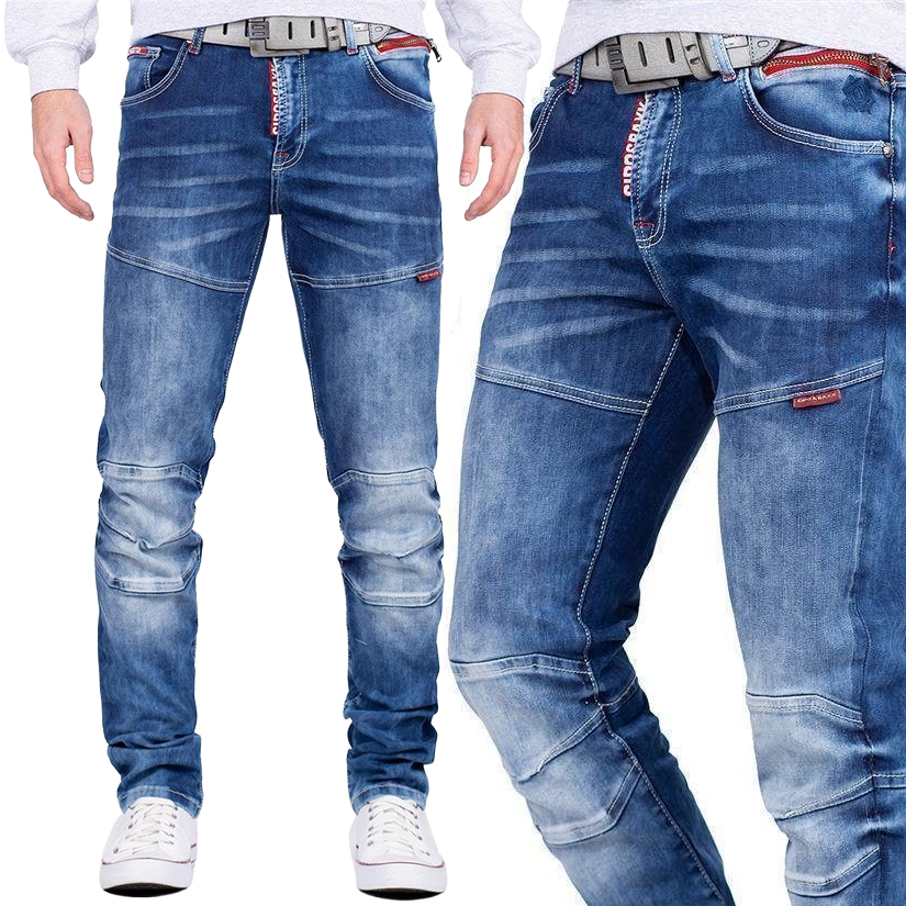 Cipo Baxx Džíny Přetíratelné Prošívání Zip Elastický Materiál