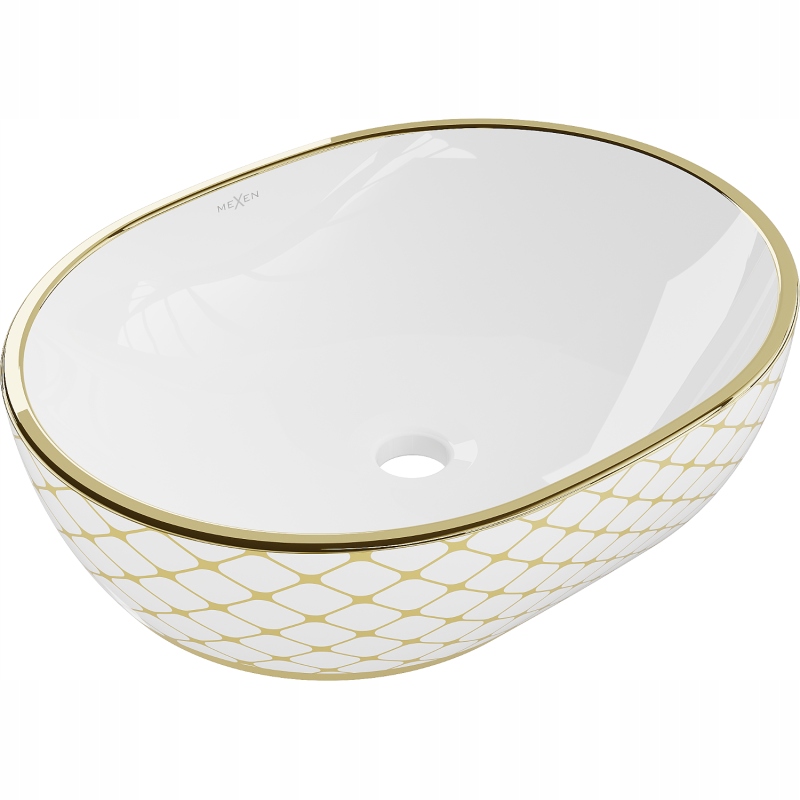 Mexen Viki umyvadlo na desku 48 x 35 bílá/zlatý