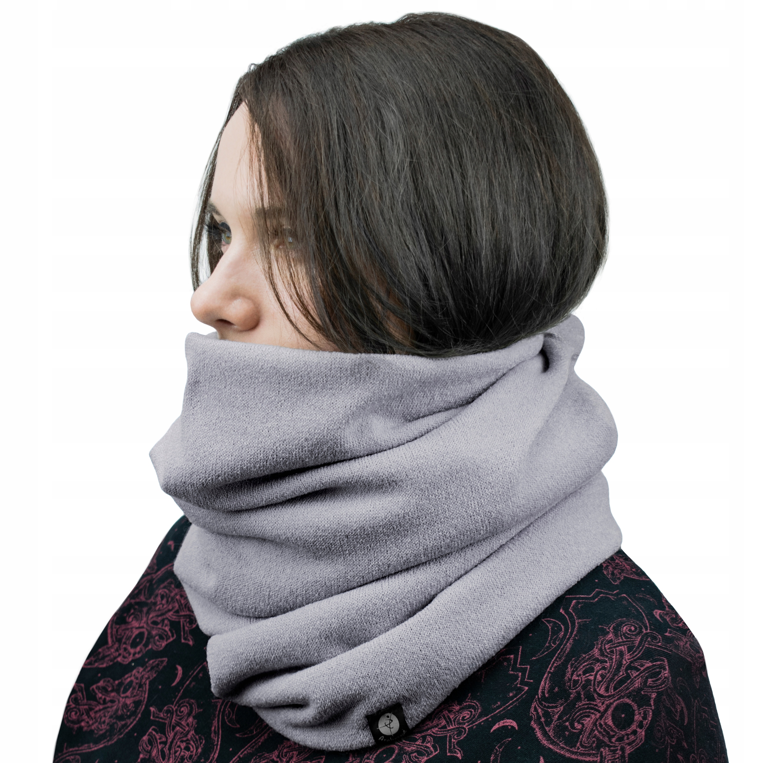 DAMSKI KOMIN SZALIK NA ZIMĘ CIEPŁY SZARY ROZM. S