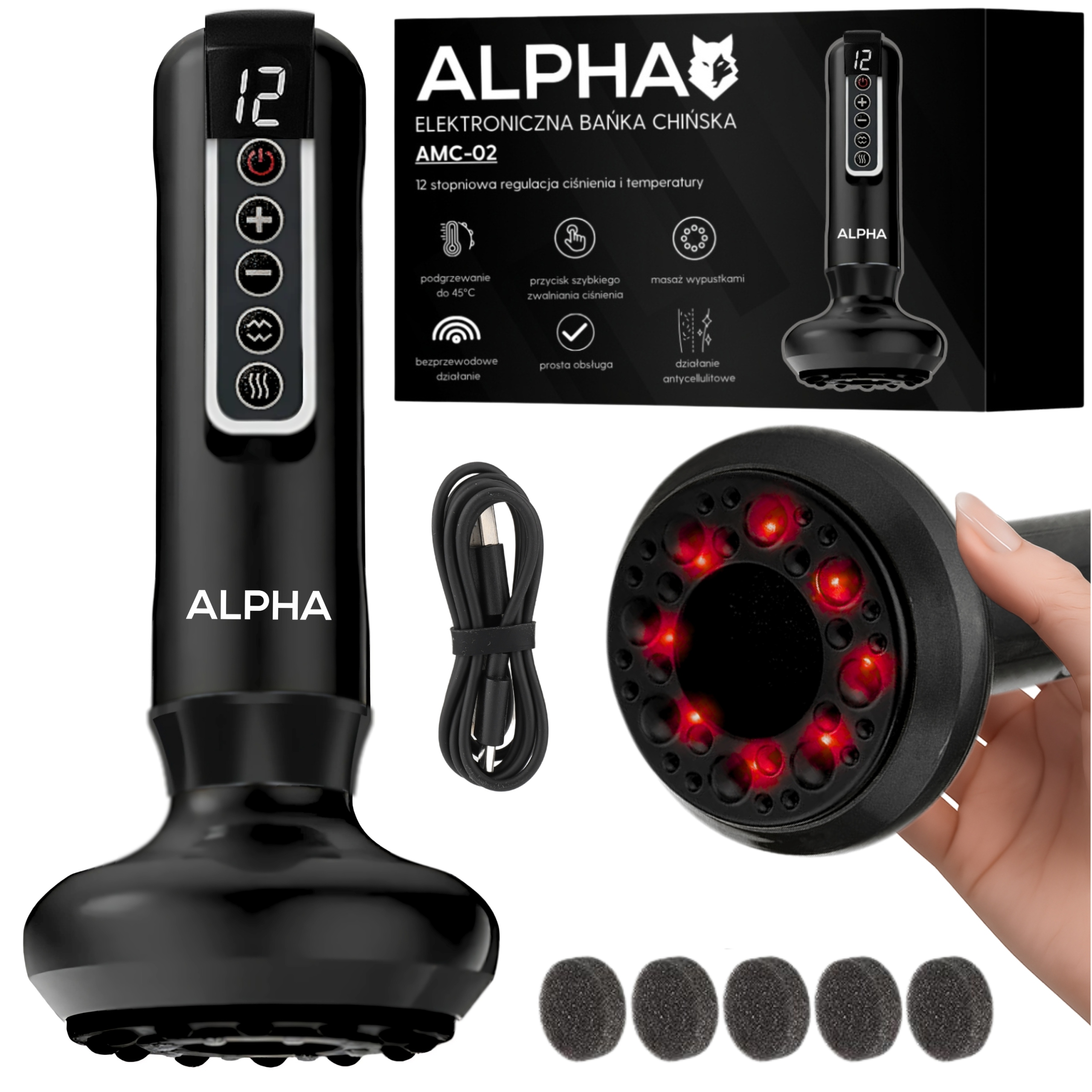 Elektryczna Bańka Chińska Bezprzewodowy Masażer Antycellulitowy Podgrzewany