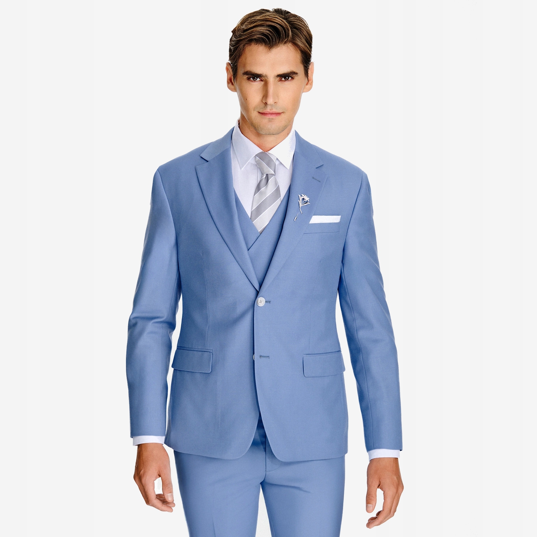 Modrá sako vlněná vesta Slim Fit Pako Lorente vel