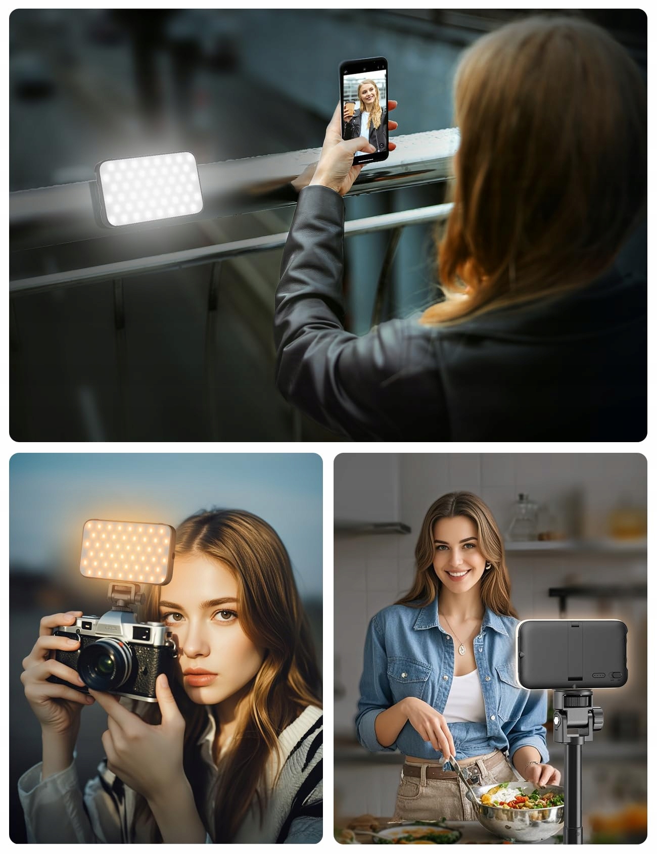 ANXRE Lampa Selfie LED Z Dyfuzorem Do Telefonu i Laptopa — miniatura 8