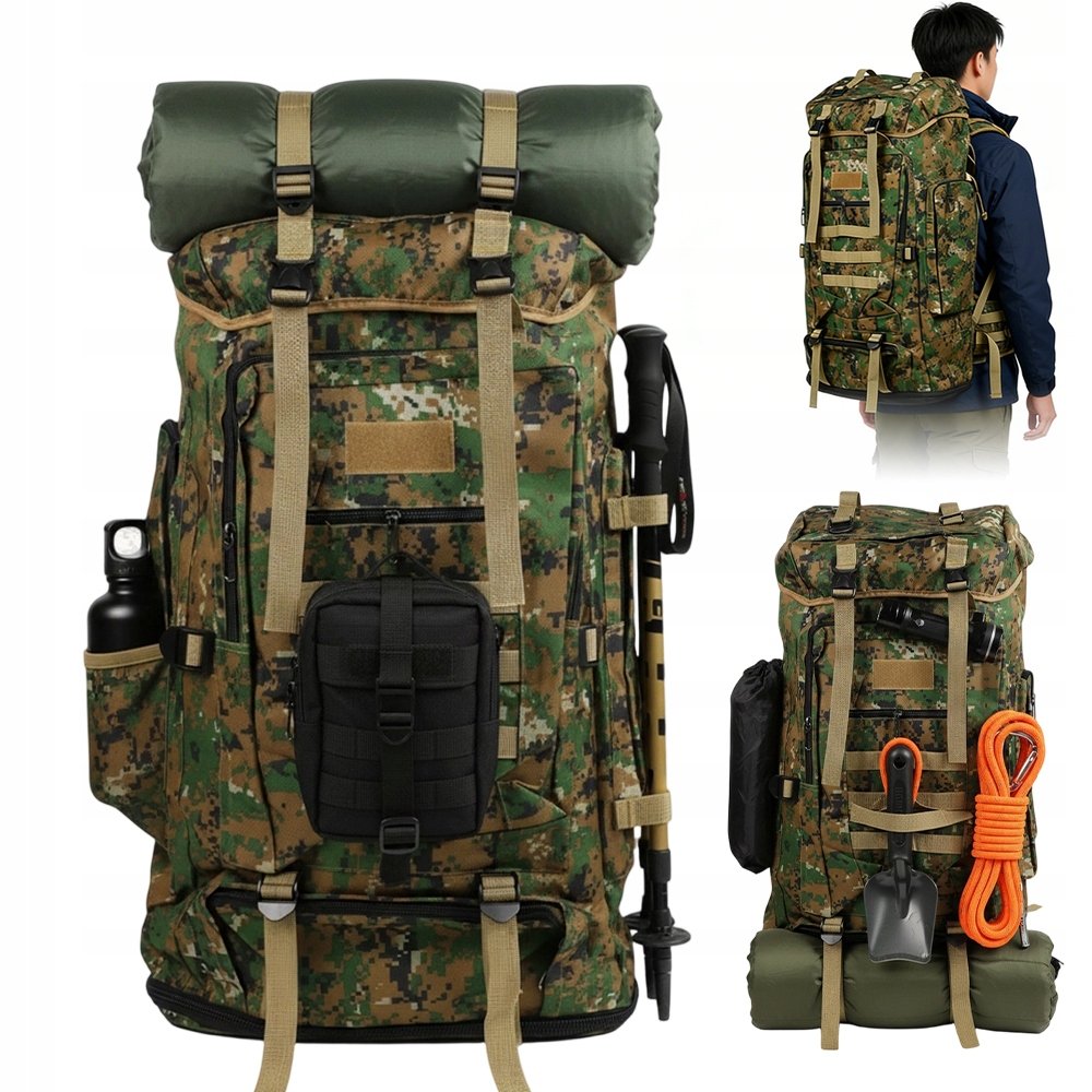 Plecak Turystyczny Trekkingowy Sportowy Wojskowy Taktyczny Moro Męski XXL