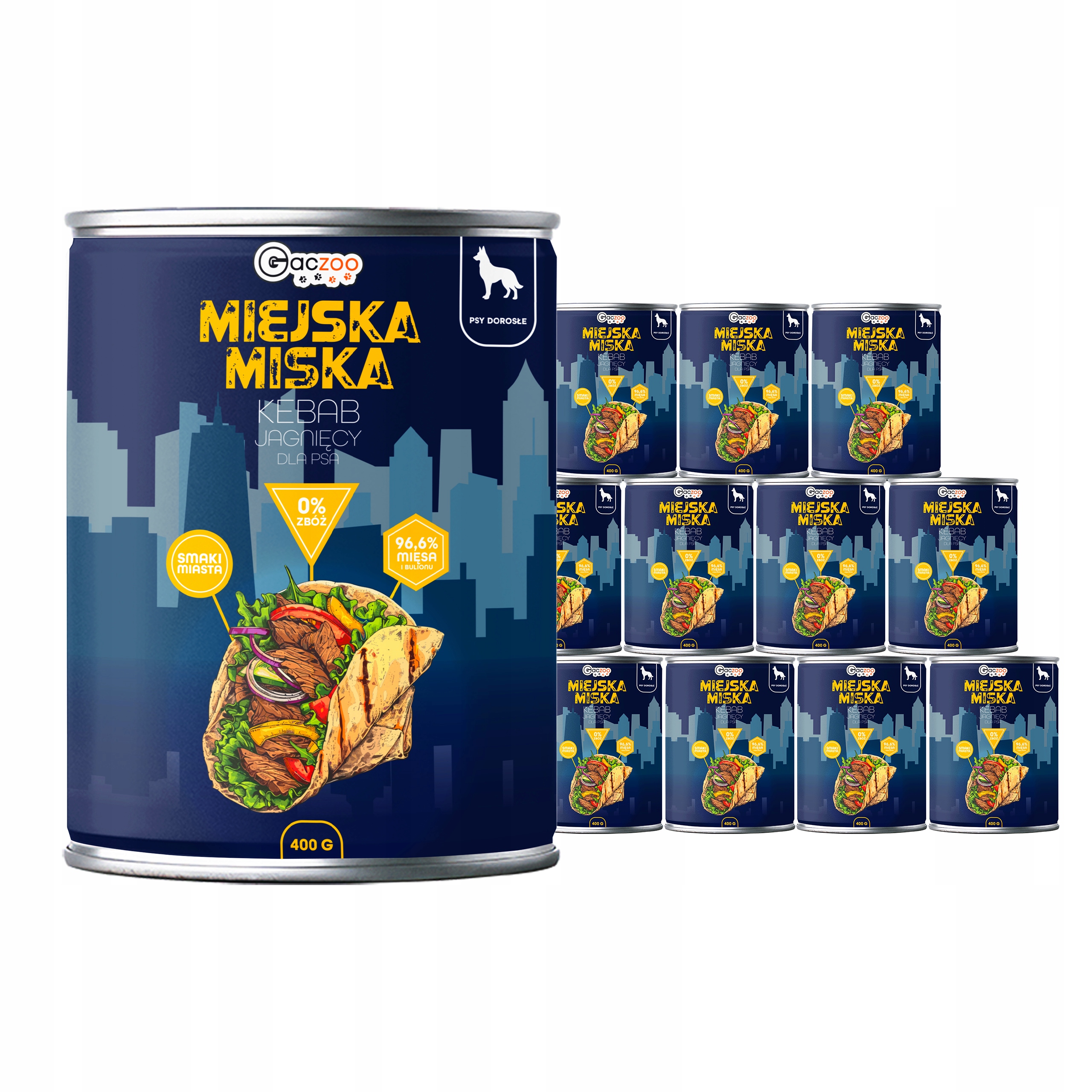 Levně Krmivo pro psy Městská miska Gaczoo Jehněčí kebab 12 x 400 g bez obilovin