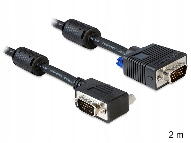 

Kabel Vga M/M 2M Kątowy Prawo Czarny Ekranowany