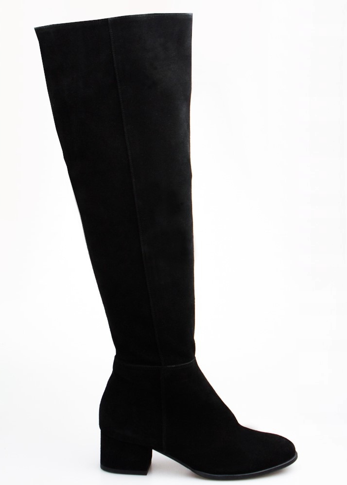 Velurové Semišové Kozačky Před Kolena, Zateplené, Velikost 36