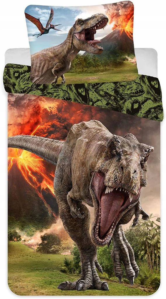 Pościel Bawełniana Dinozaur Jurassic 140x200 T-Rex Dinozaury Oryginalna
