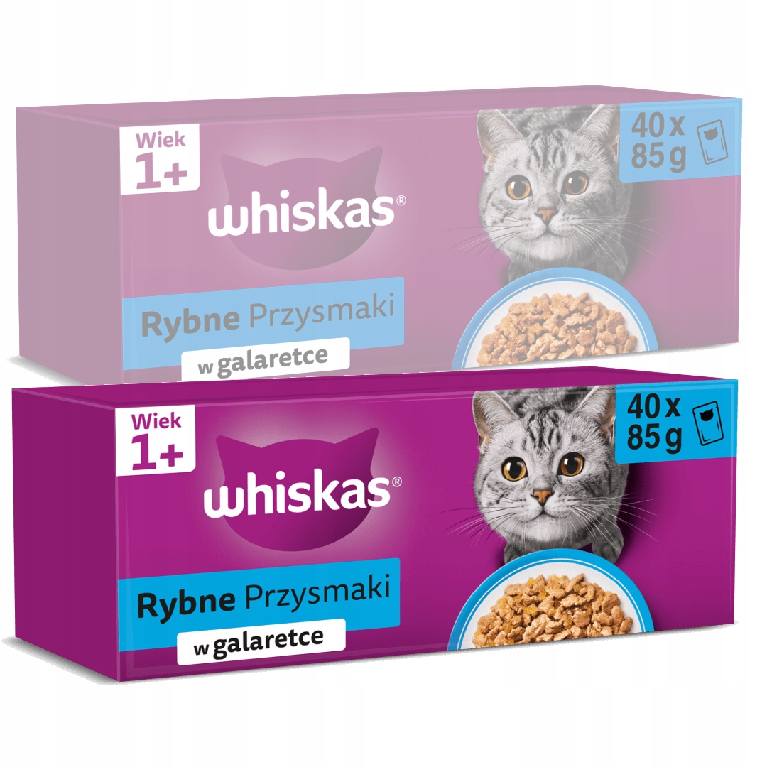Levně Whiskas Adult Rybí pochoutky 80x85g Vlhké Krmivo pro kočky 4 příchutě v želé
