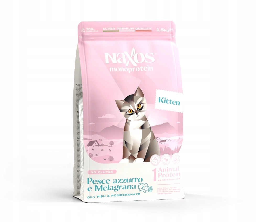 Levně Naxos Cat Kitten krmivo pro koťata ryba s granátovým jablkem 1,5 kg