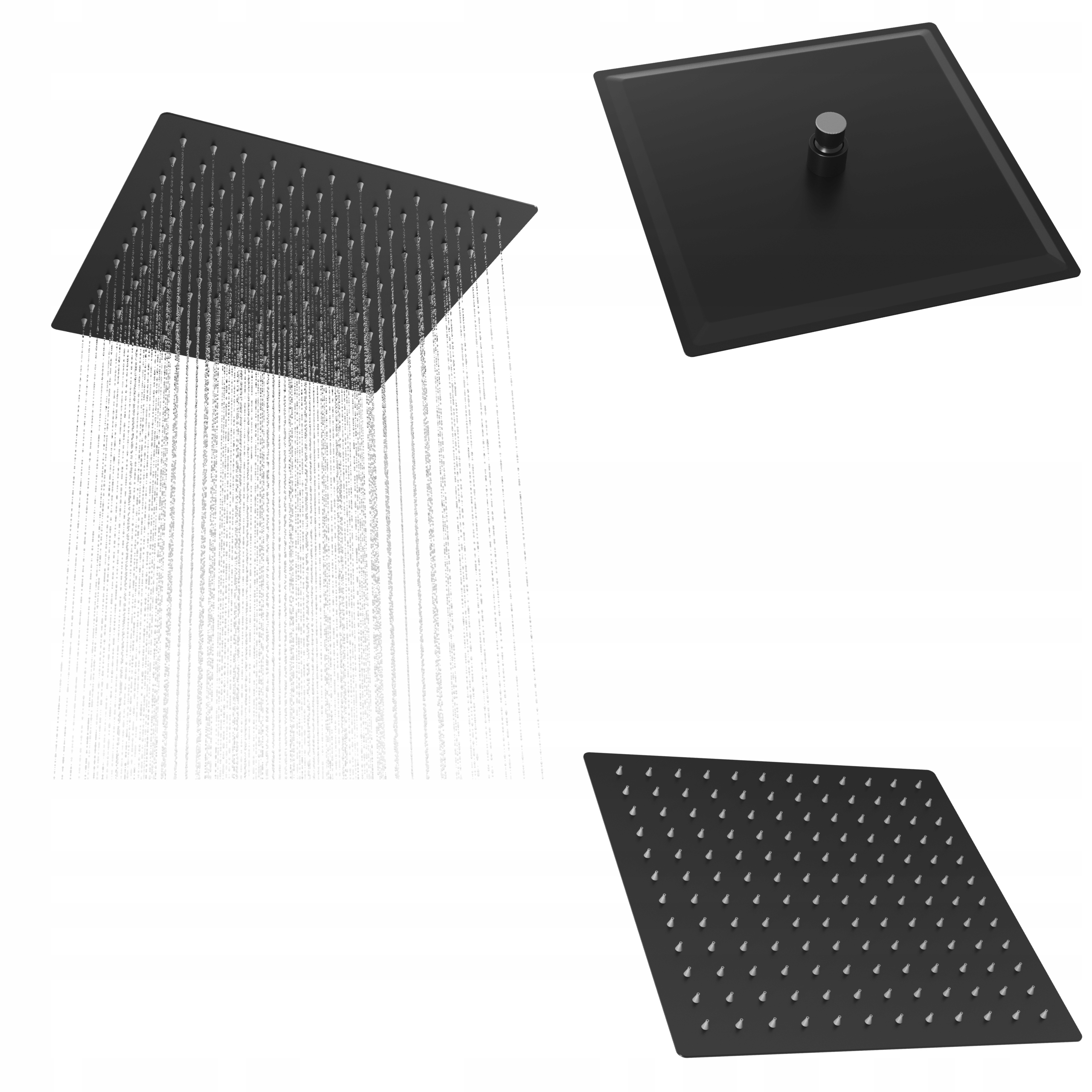 Sprchová čtvercová sprchová dešťová sprcha černá Slim pro kabiny 30 cm