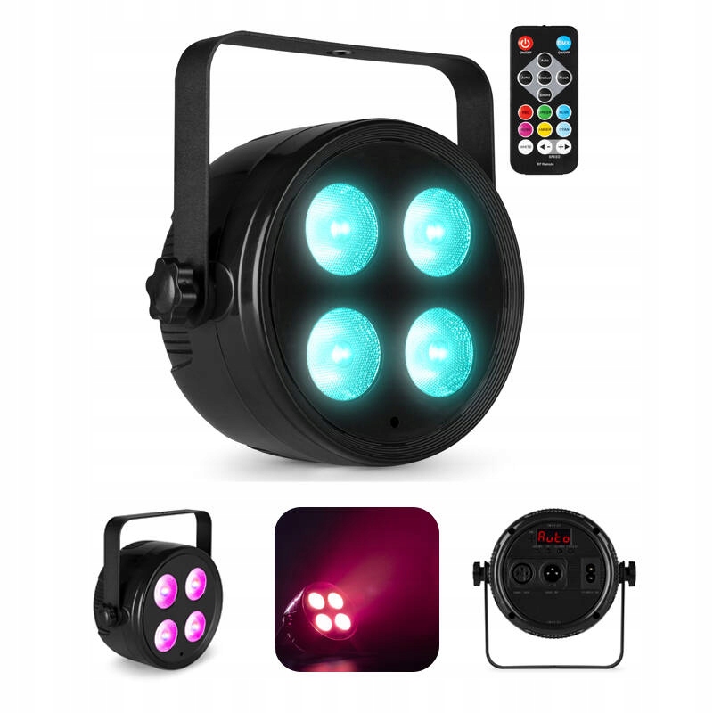 Reflektor LED PAR dyskotekowy na imprezę RGBAW-UV DMX Fuzzix+ pilot