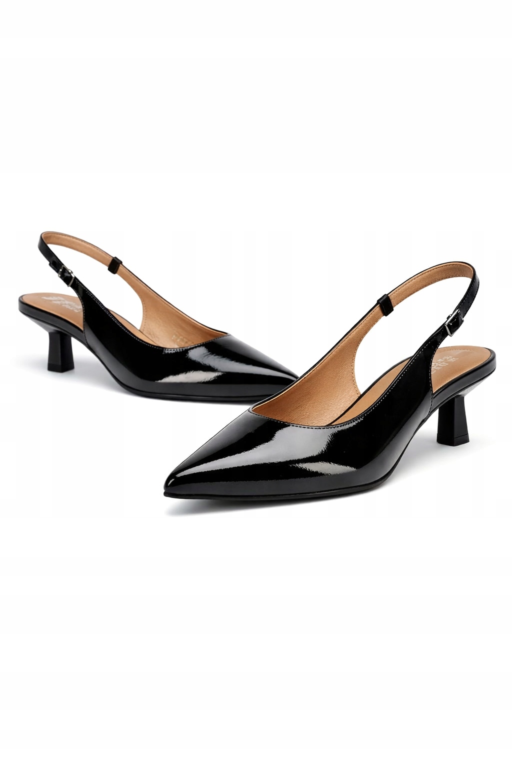 Bianco Lakované Černé Lodičky S Podpatkem, Sloupek 39 I_a