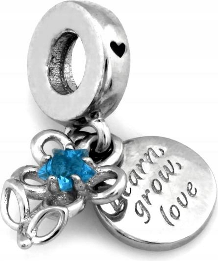 Stříbrný přívěsek Beads 925 na náramky s přívěsky, modrý květ