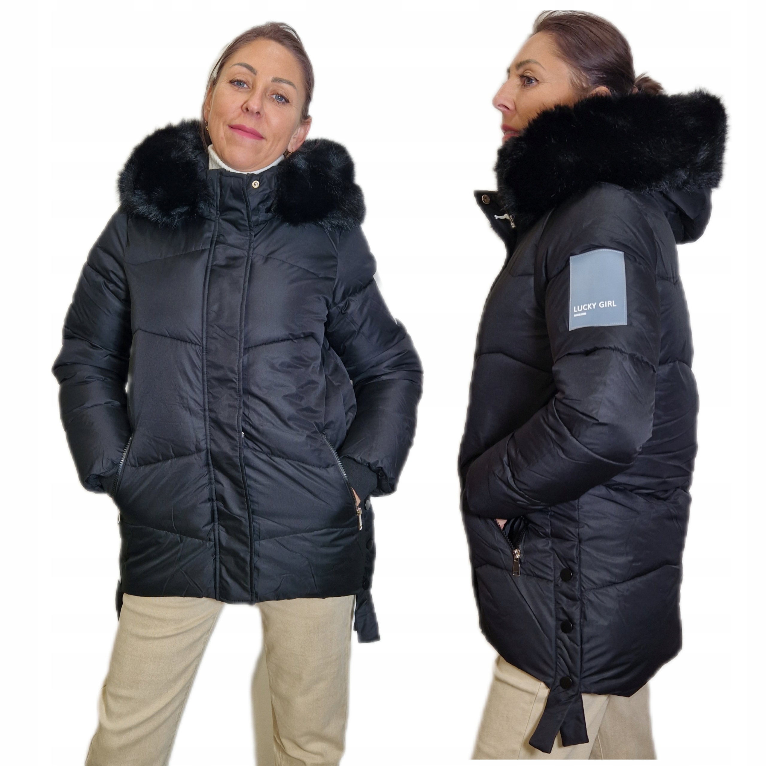 Dámská Zimní Zateplená Bunda S Kapucí Černá Vel. L