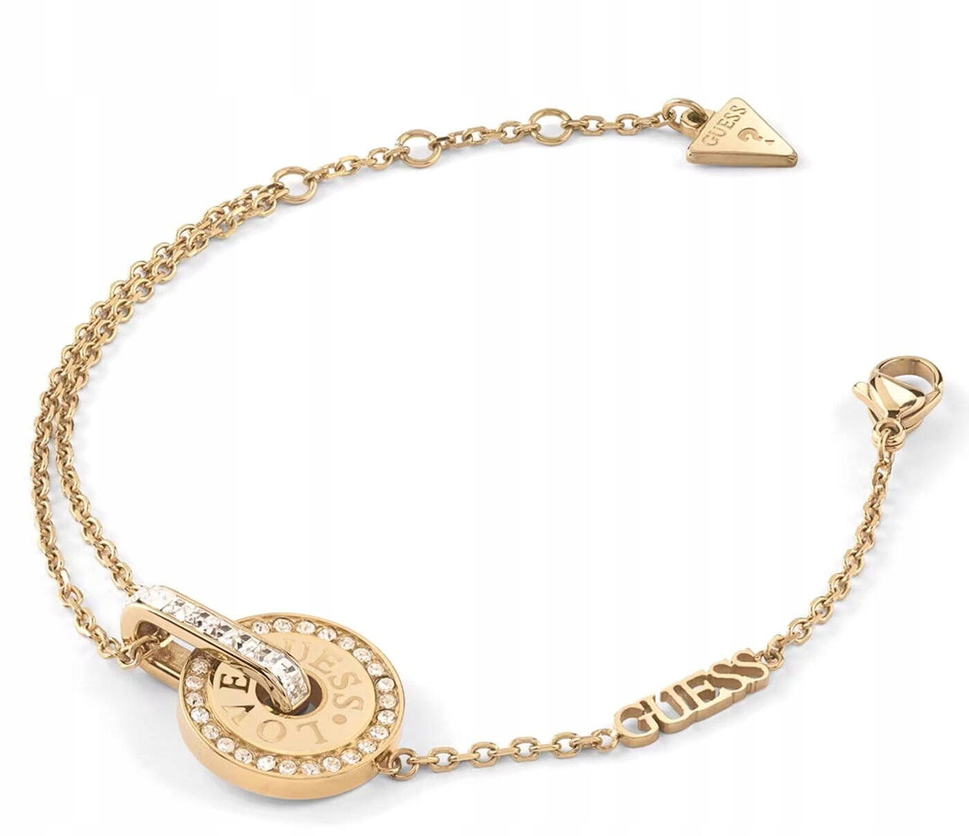 Zlatý Ocelový Náramek Guess Love Guess Zirkony JUBB04078JWYGS