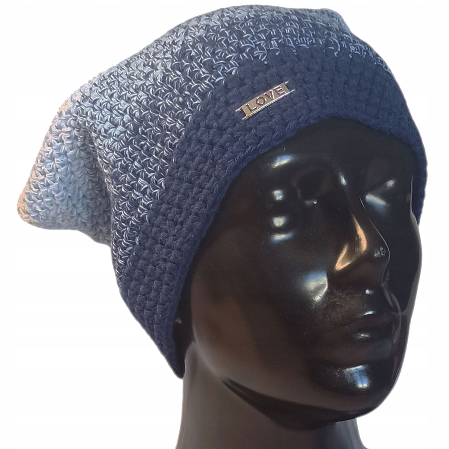Ecru Světle Modrá Granátové Jablko Ombre čepice šmoulinka handmade bavlna