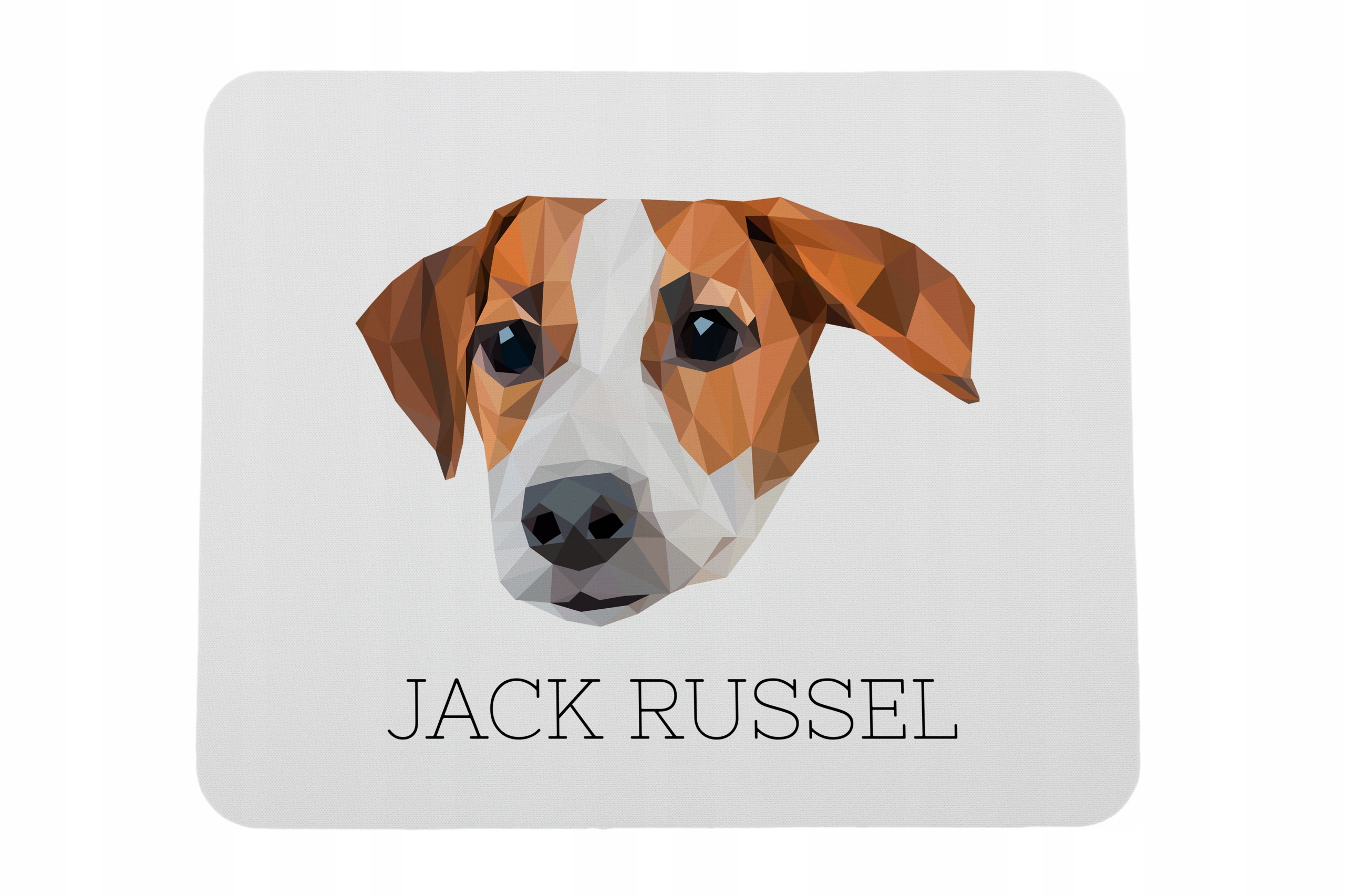 Jack Russell Terrier -geometryczna podkładka ze zdjęciem i napisem pod mysz