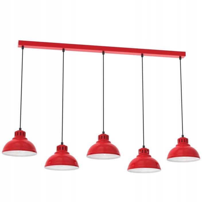 Dlouhá Industriální Závěsná Lampa Červená Luminex Sven 5 nad pultem ostrova