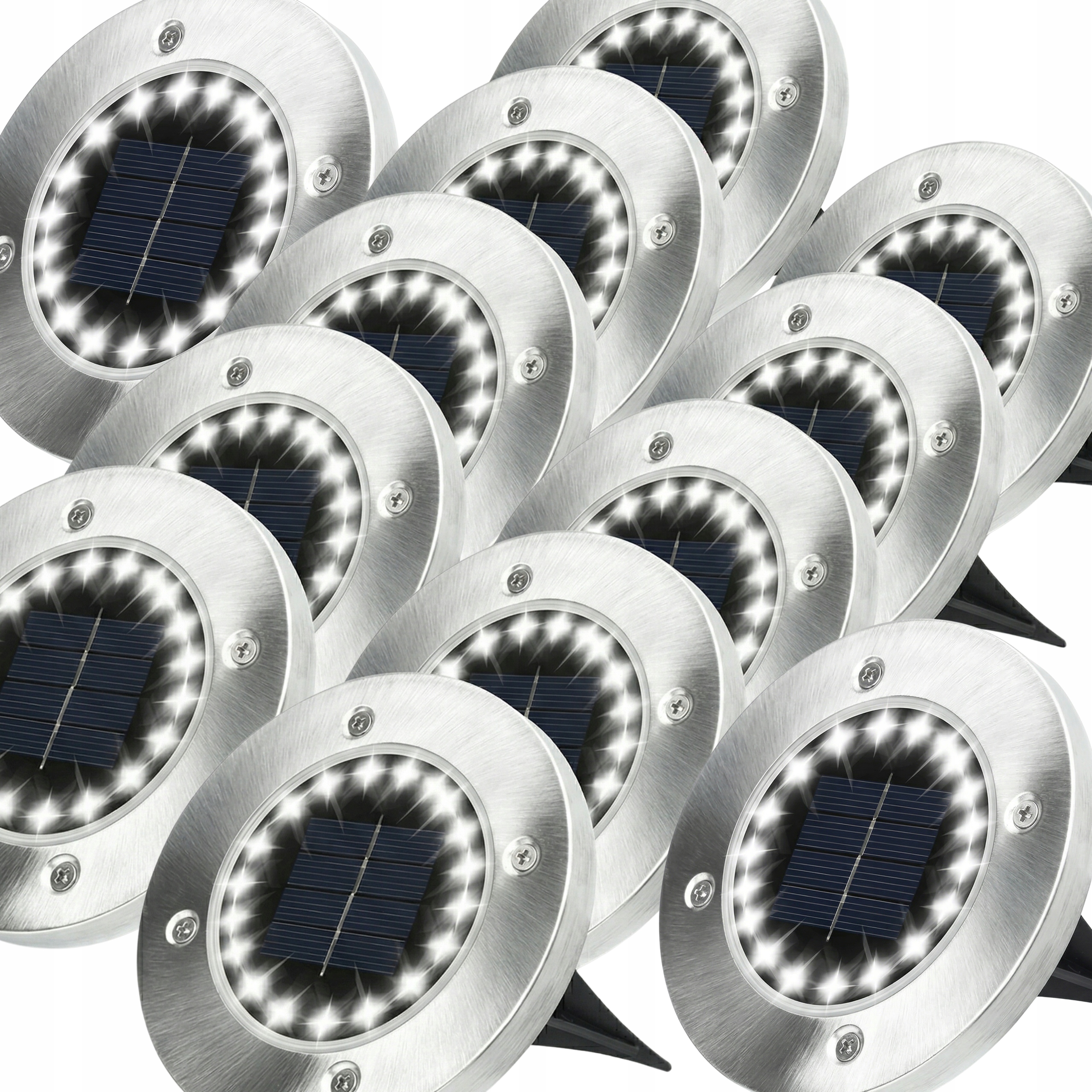 12 x Solární lampy pro zahradní Led lampy Zapichovací základní disky Až 16 Led