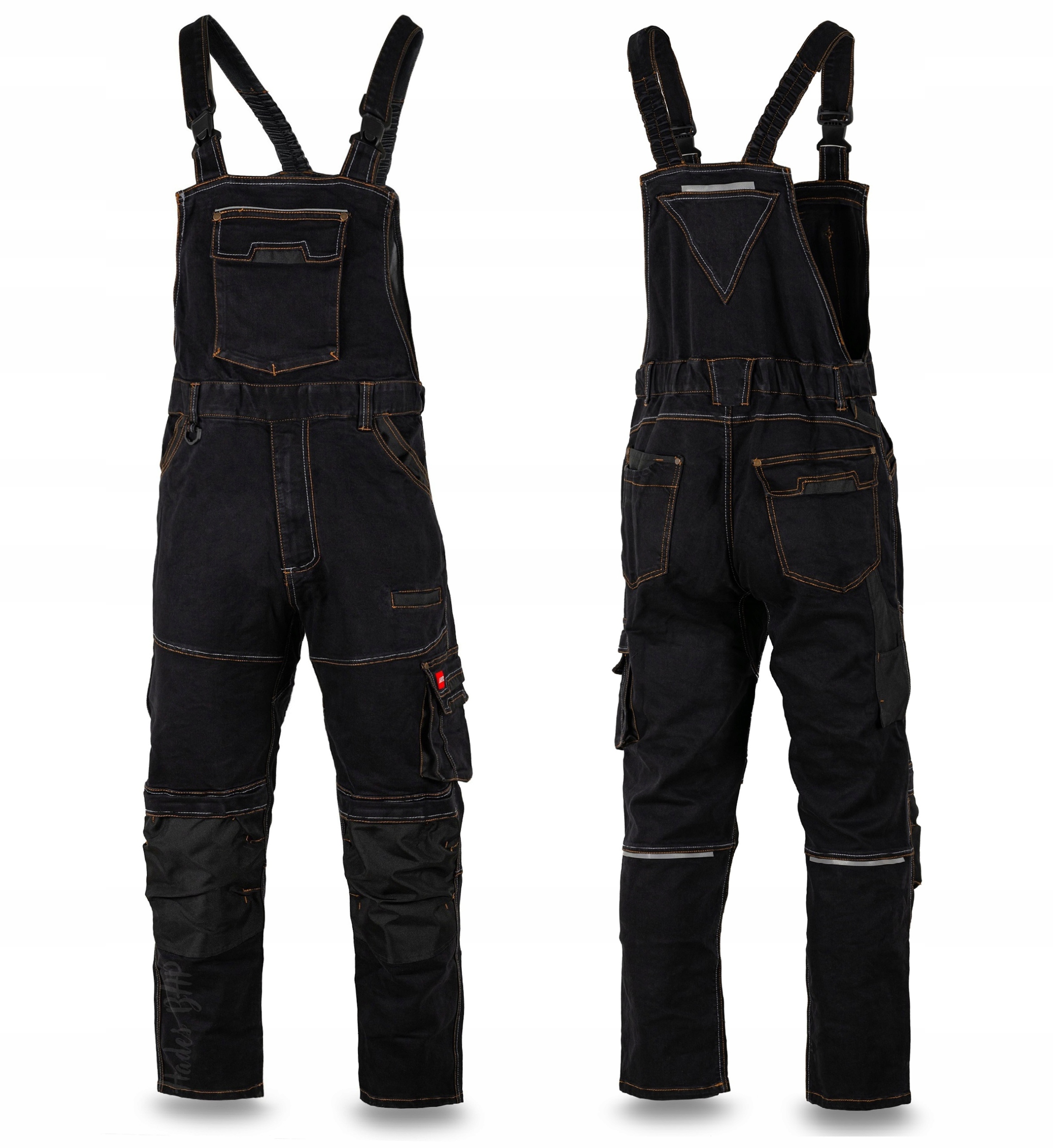 Pracovní Zahradničky elastické montérkové kalhoty na ramenních popruzích Slim Bozp S