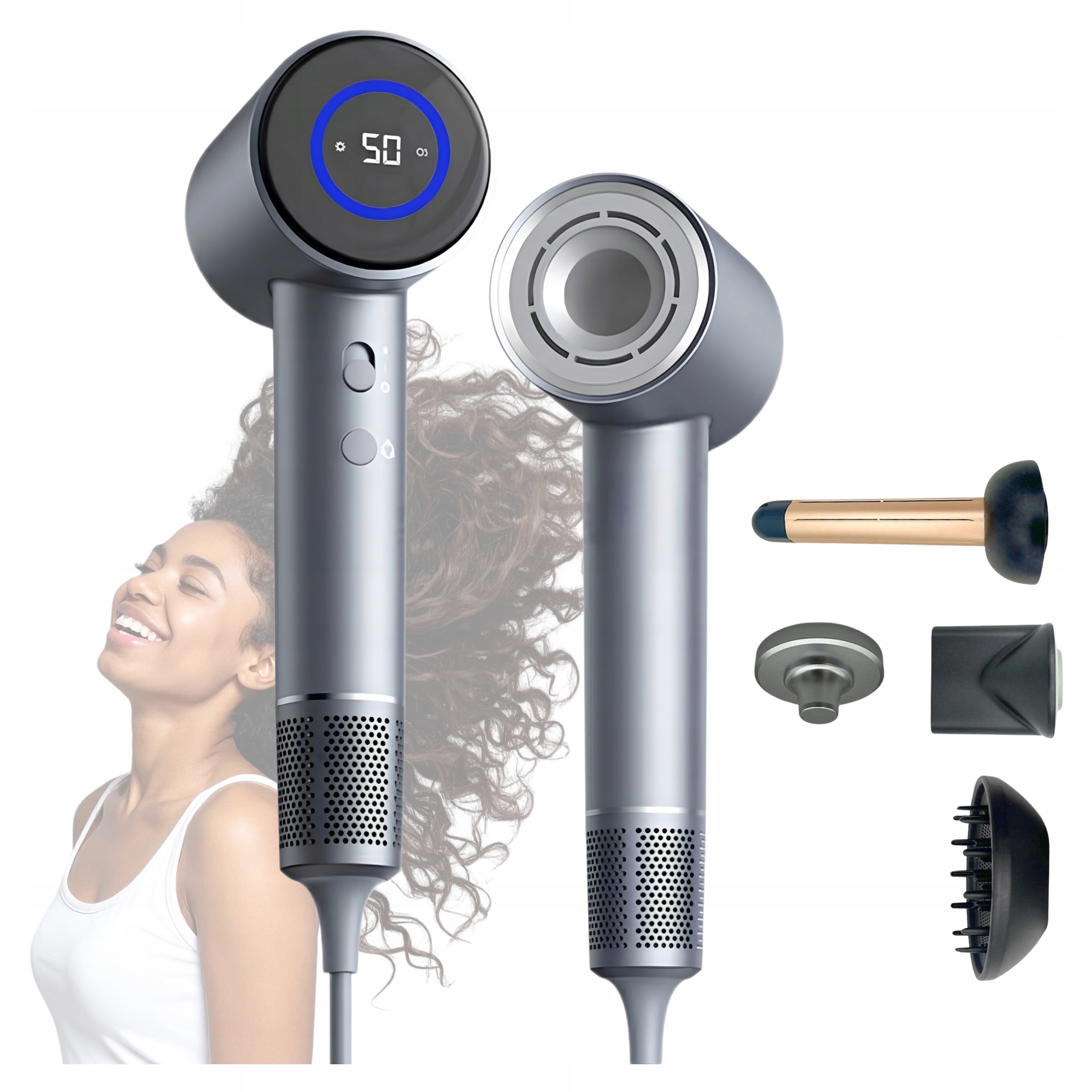 Sušič Vlasov Ionizácia 1600 W Difuzér Displej Studený Teplý Prívod Vzduchu