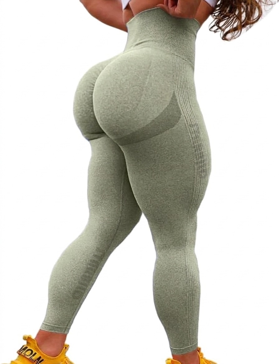 Legginsy Damskie Spodnie Sportowe Push Up z Wysokim Stanem Zielone Xs