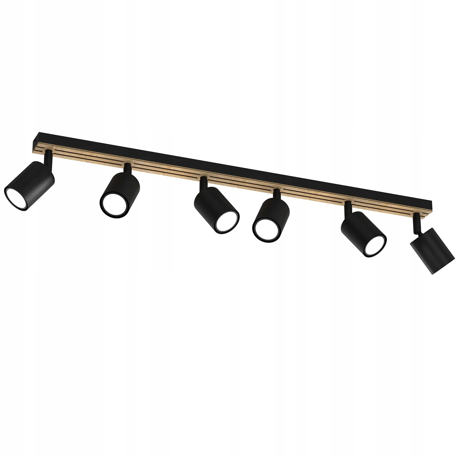 Stropný reflektor čierny, drevený, hnedý, 6 bodov, 80 cm Luminex