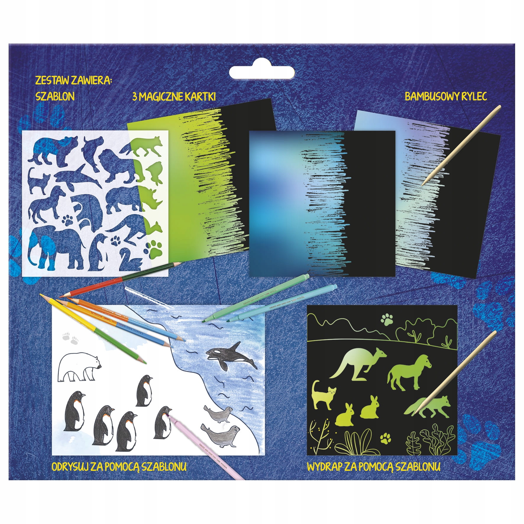 KREATYWNA WYDRAPYWANKA SZABLONY ZWIERZĘTA KIDEA Marka Kidea