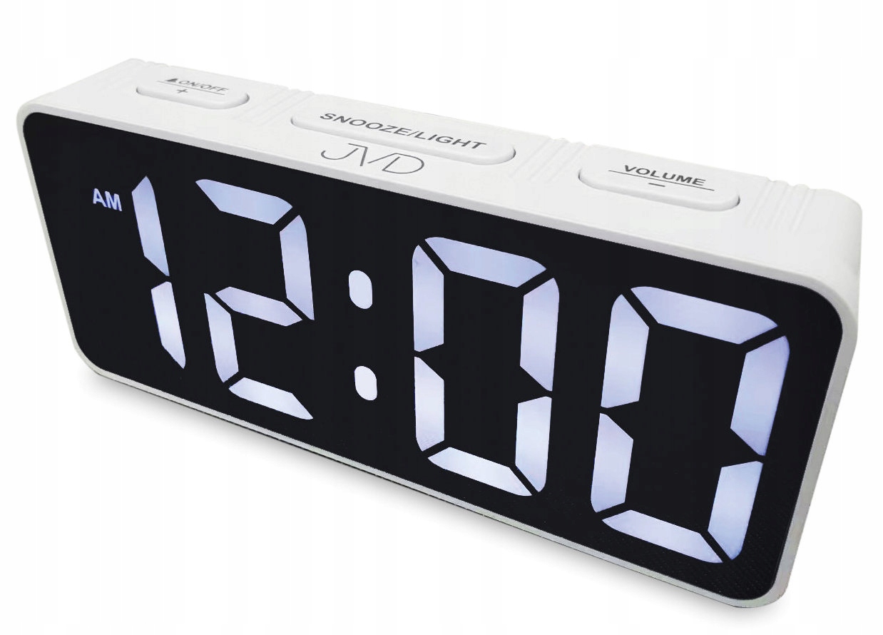 Bílý Čitelný Budík Led Jvd SB524.3 Alarm Ovládání Hlasitosti