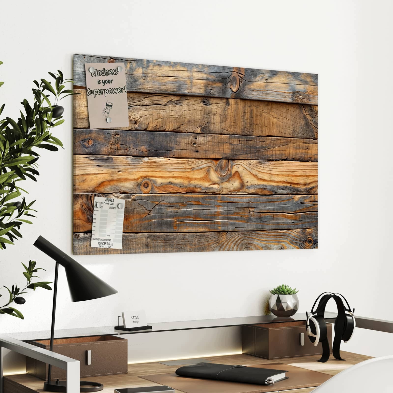 Magnetická tabule Efekt dřevěné stěny 90 × 60 cm