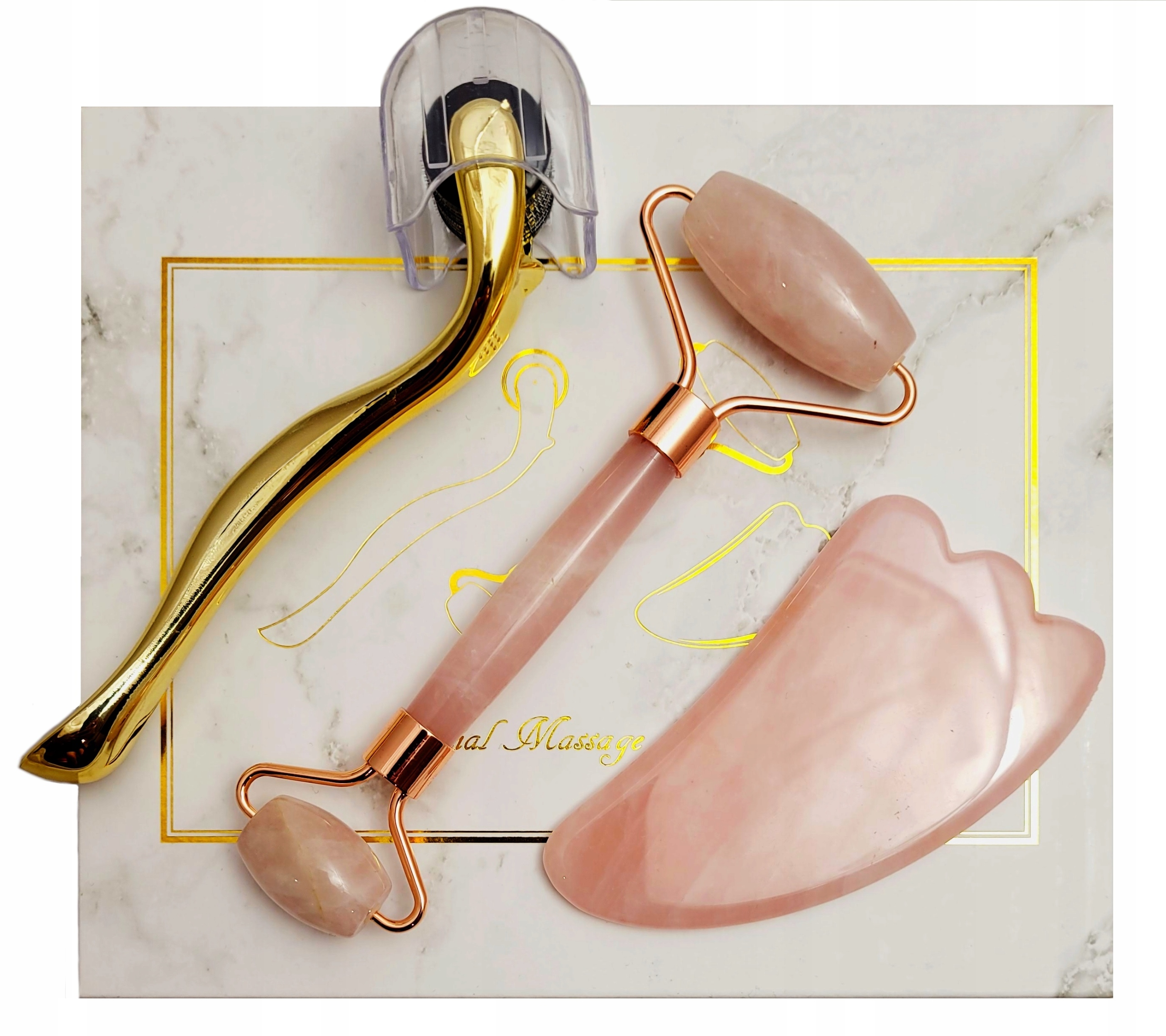 

Zestaw Gua Sha Roller Kwarcowy, Kamień Dermaroller