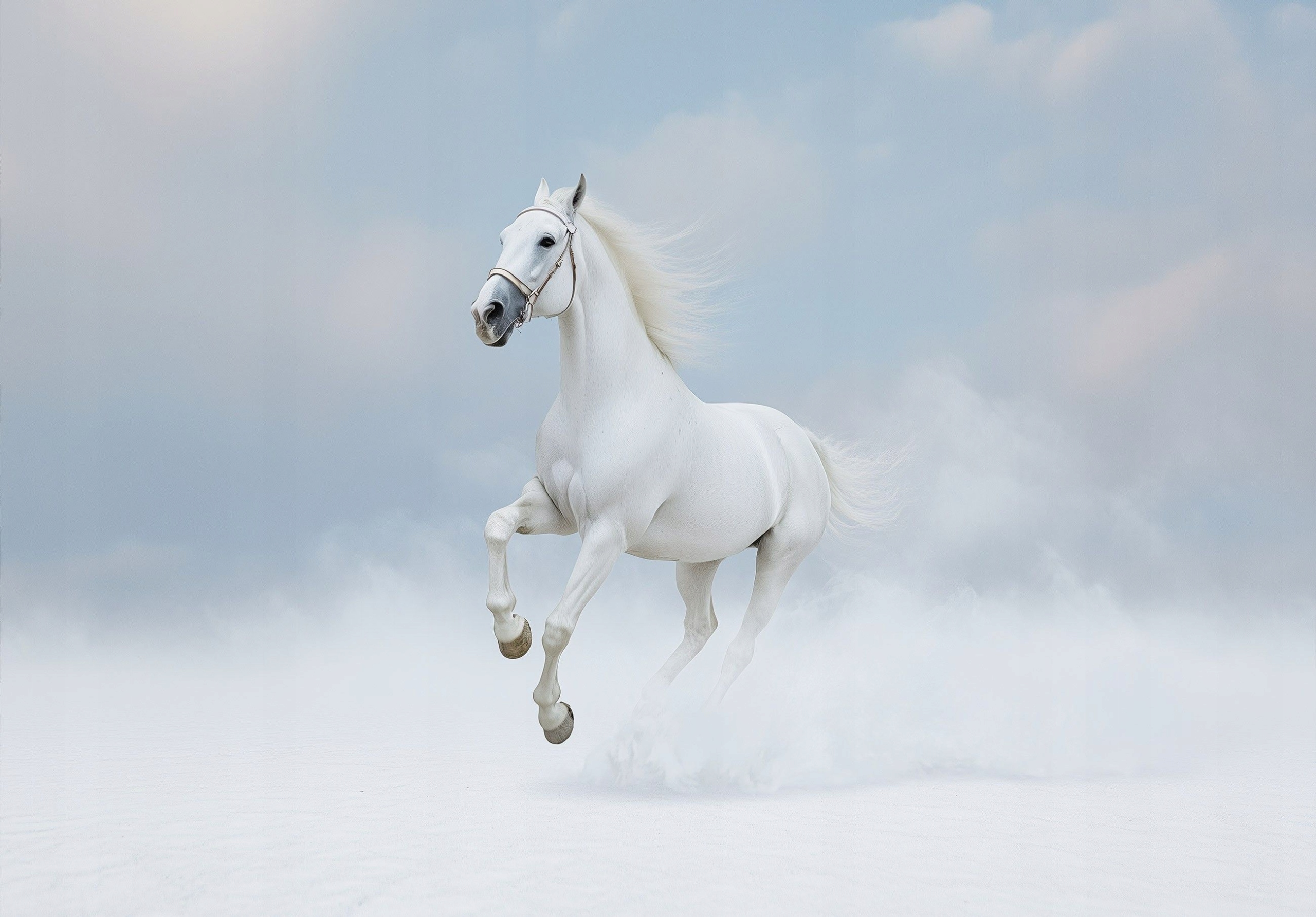 Vliesová fototapeta Bílý kůň Svoboda a sny 300x210 lepidlo