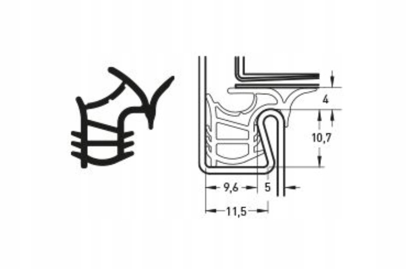USZCZELKA USZCZELKI DO OŚCIEŻNICY PROGU DRZWI METALOWYCH CZARNA 1mb Marka inna