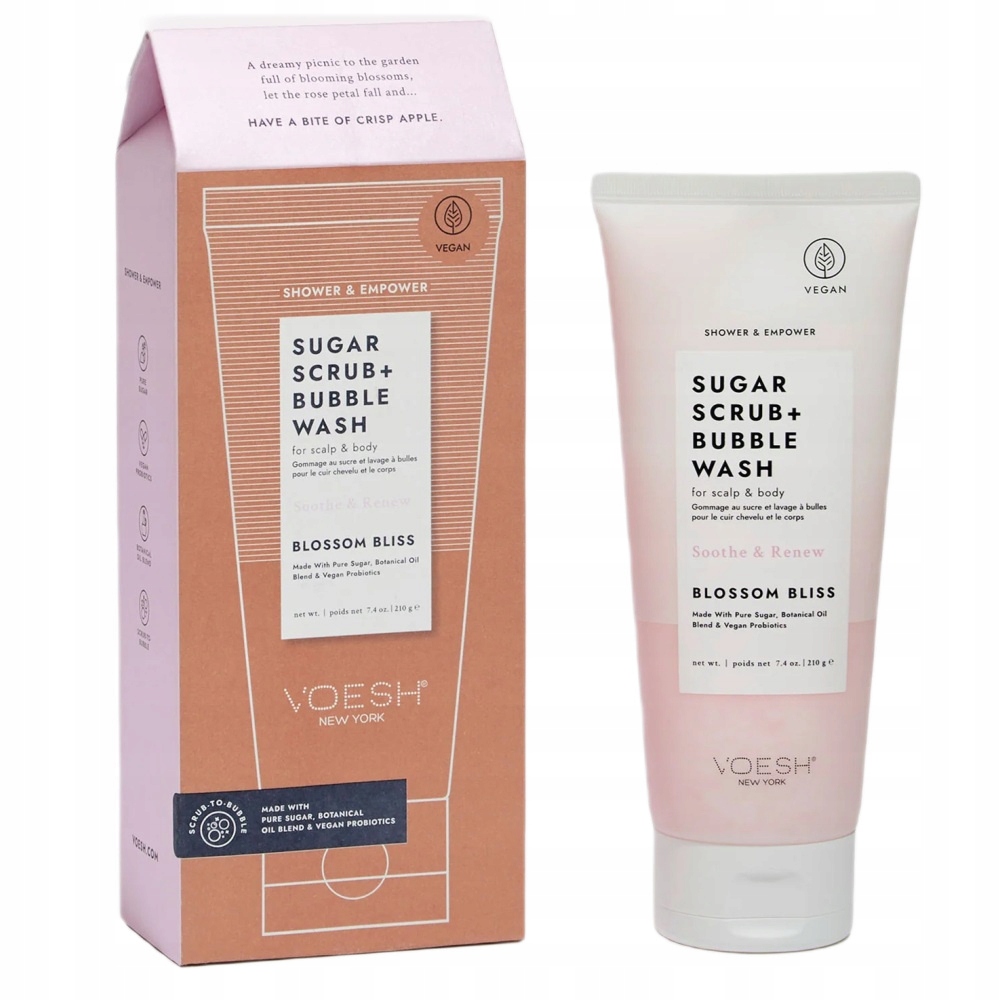 Veganský Sugar Scrub Bubble Wash mycí peeling Voesh 210 g s oleji