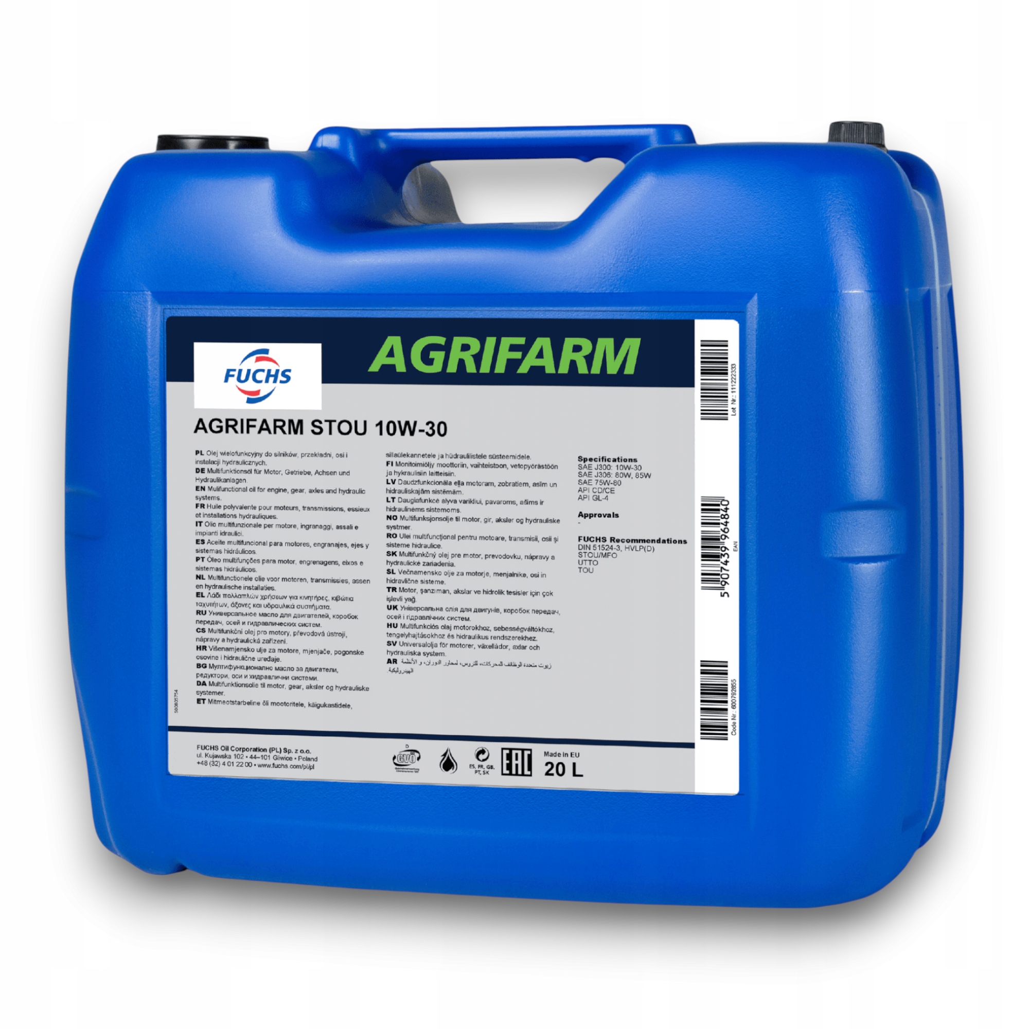 Olej do silników, przekładni i hydrauliki Agrifarm Stou 10W30 20L
