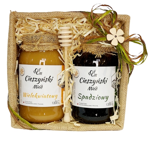 Dzień Nauczyciela kosz prezentowy zestaw miodów 2 X 1200G