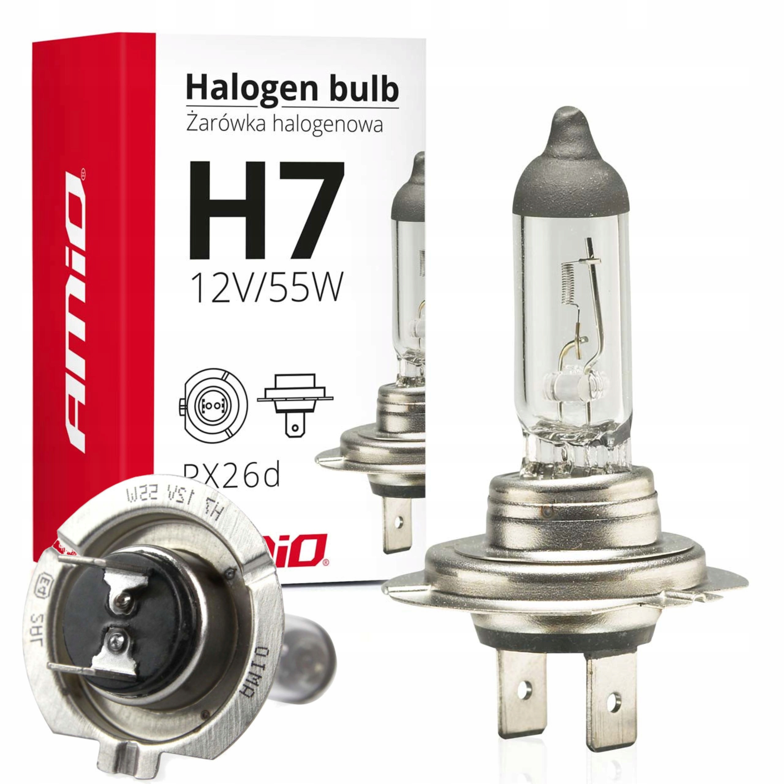 Żarówka halogenowa H7 12V 55W filtr Uv (E4) AMIO-01156 Homologacja
