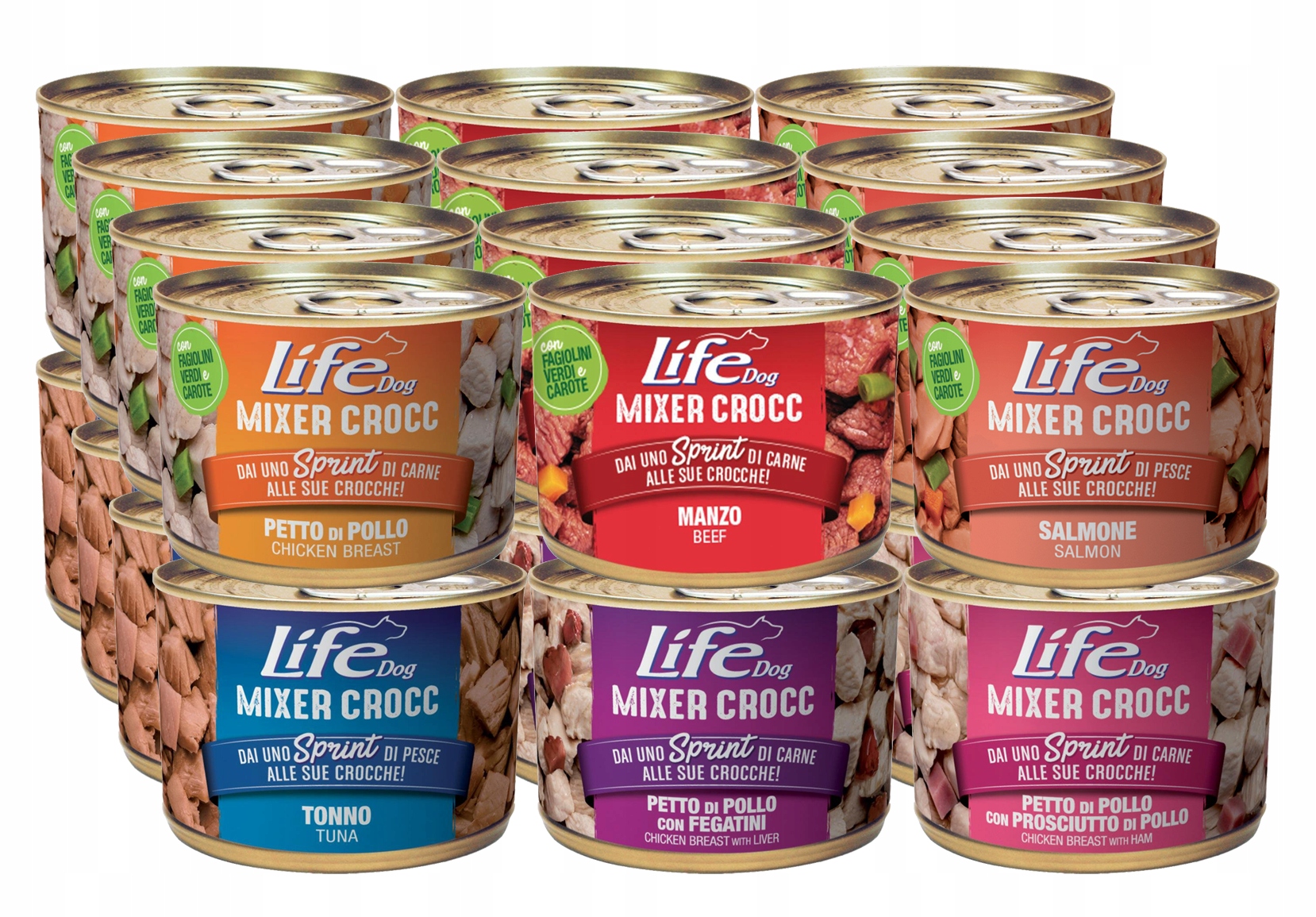 Levně Life Dog Mixer Crocc Krmivo pro psa konzerva 150 g 24 ks MIX 6 příchutí