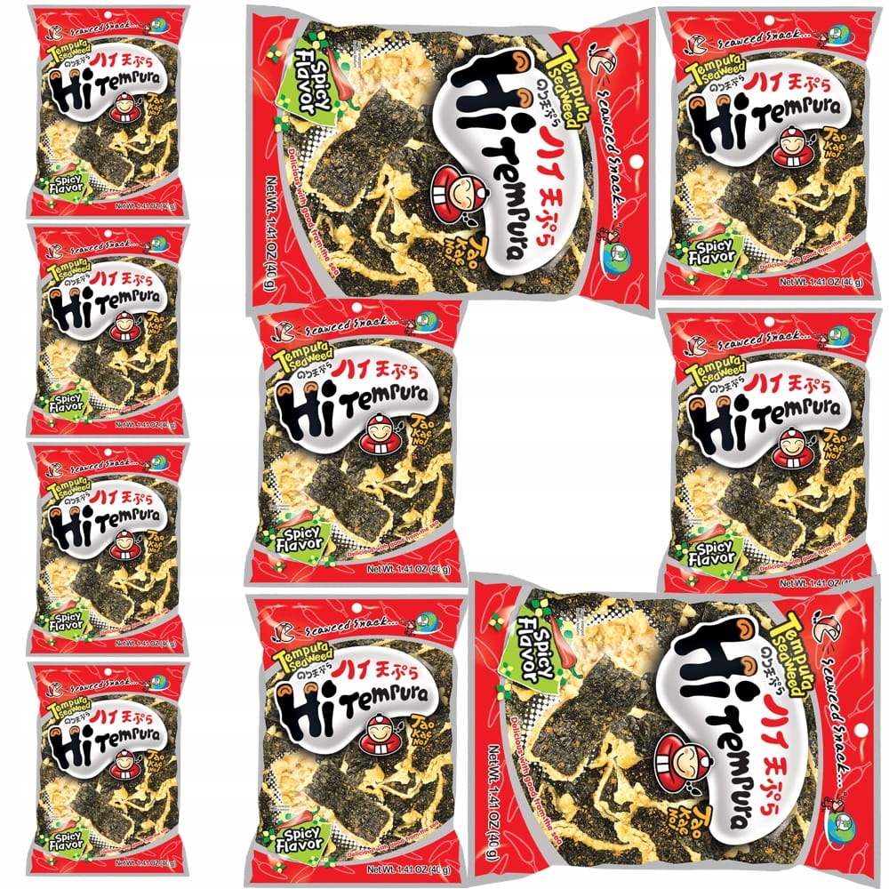 10x Chrupiące Snacki Glonów Algi Nori Ostre w Tempurze 40g Taokaenoi Brand