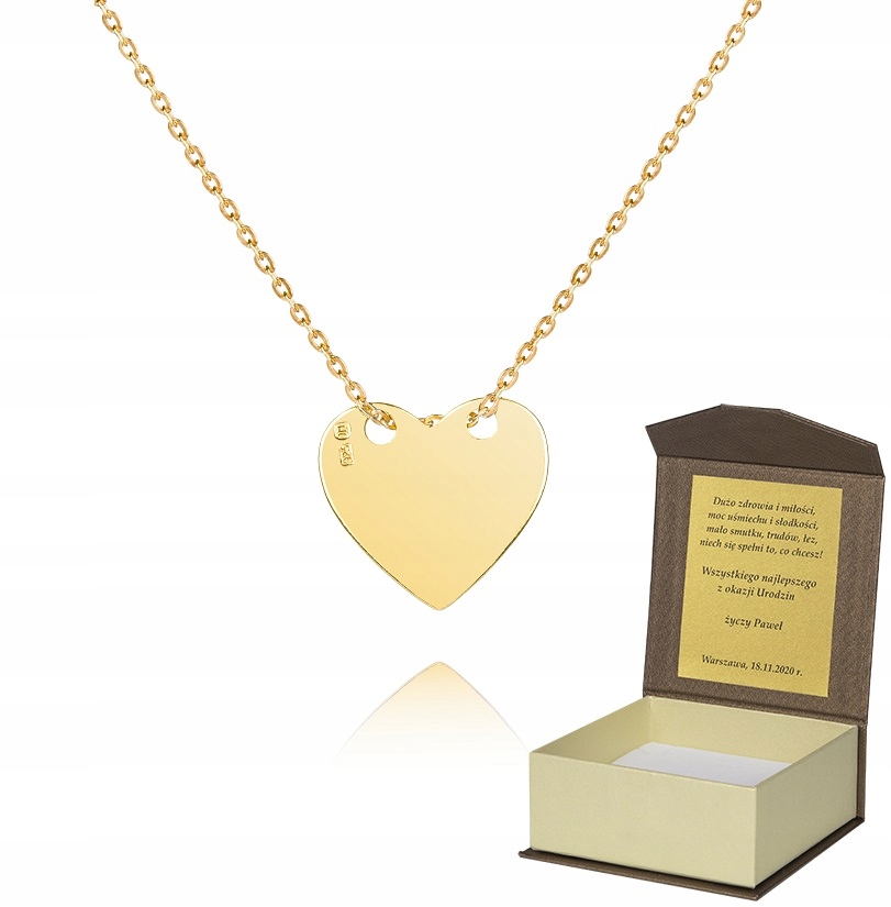 925 Zlatý Řetízek Srdce 45 CM Věnování A4Z64
