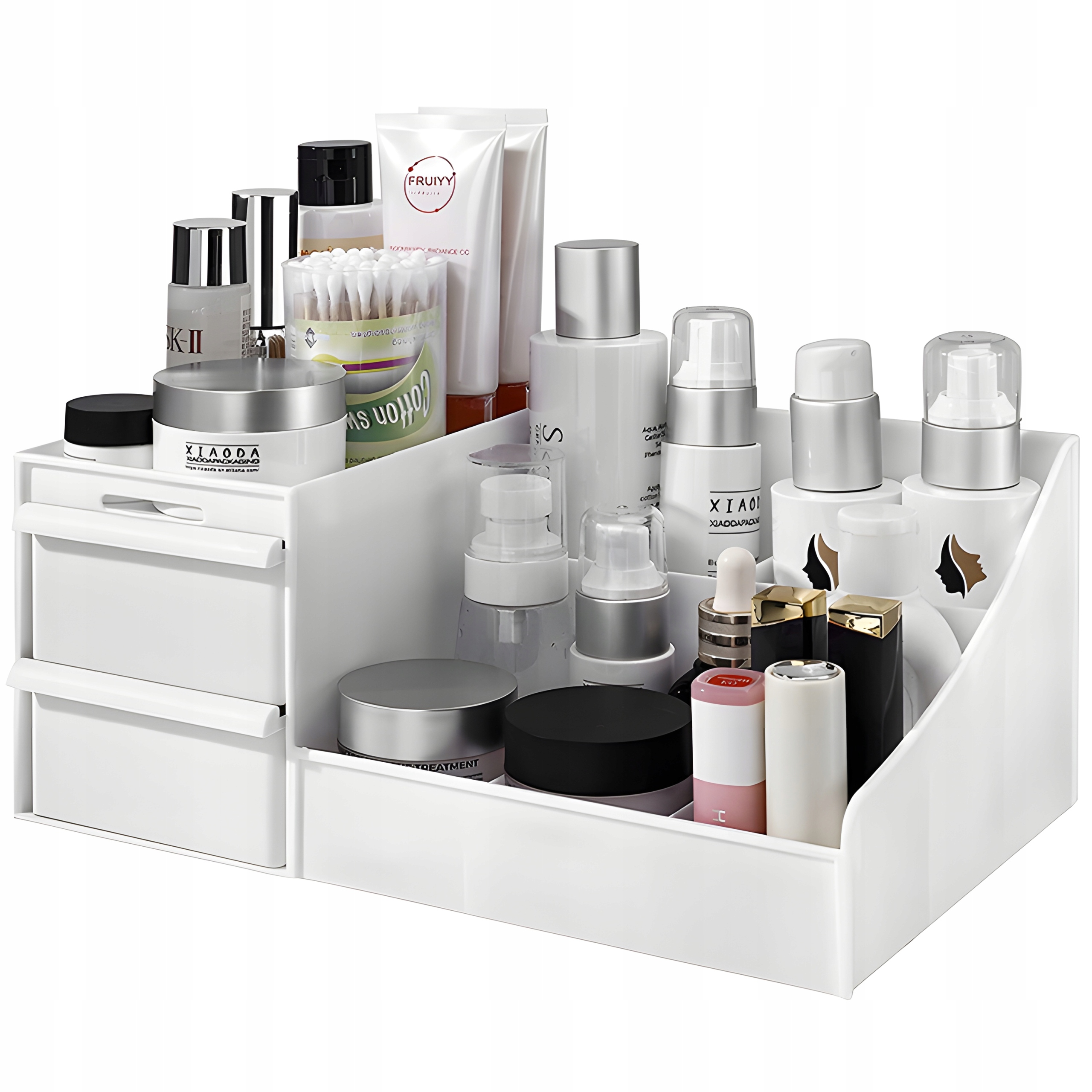 SZKATUŁKA ORGANIZER NA KOSMETYKI POJEMNIK KUFEREK NA BIŻUTERIE 2 SZUFLADY Stan opakowania oryginalne