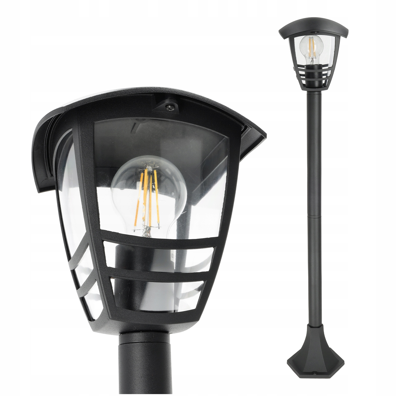 Venkovní zahradní sloupek E27, stojací lampa, IP54, černá