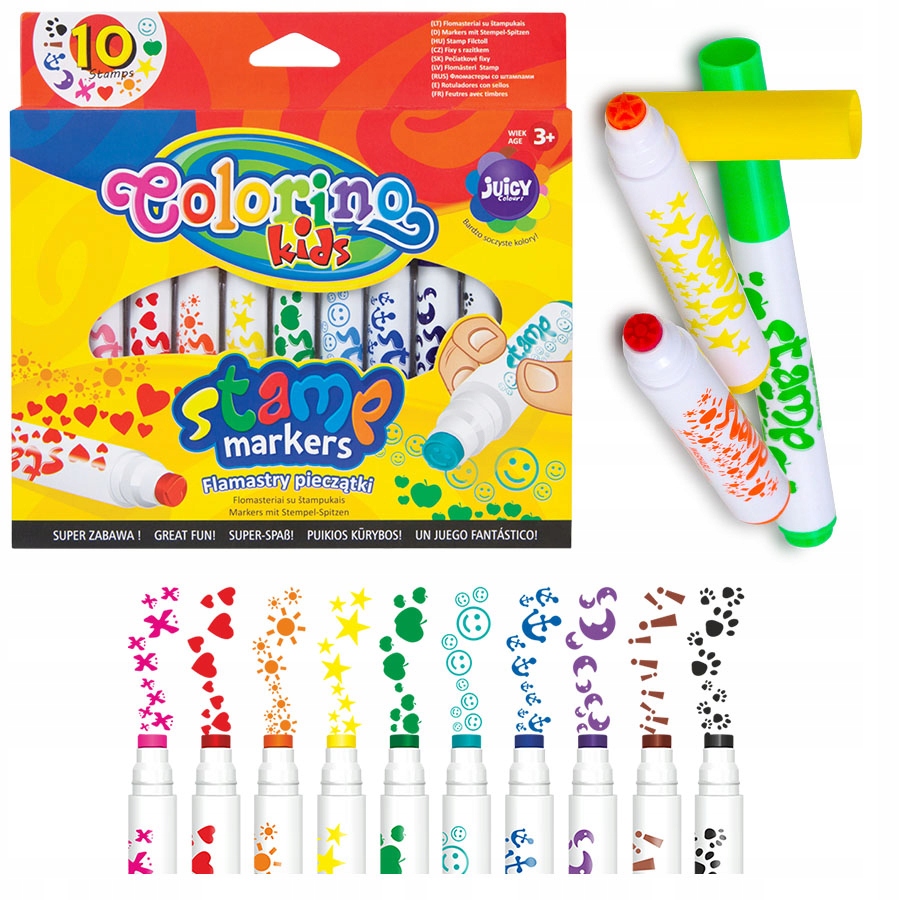 ORYGINALNE FLAMASTRY Z PIECZĄTKAMI COLORINO 10 SZT