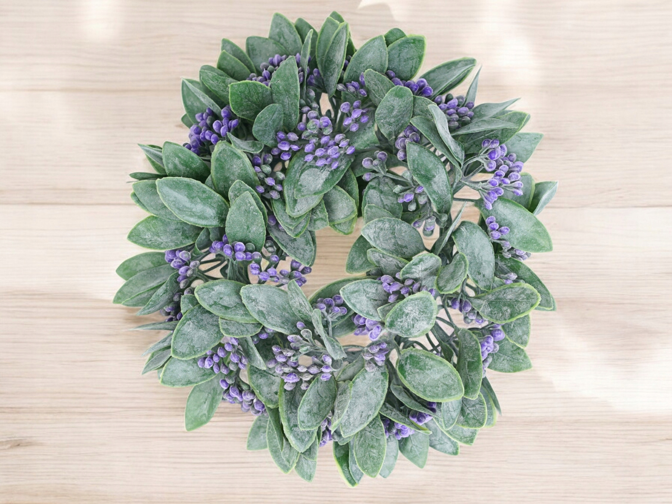 WIANEK RUSKUS NA STÓŁ DRZWI DEKORACJA BOHO FIOLETOWE KULECZKI 22 cm LIŚCIE Wysokość maksymalna 22 cm