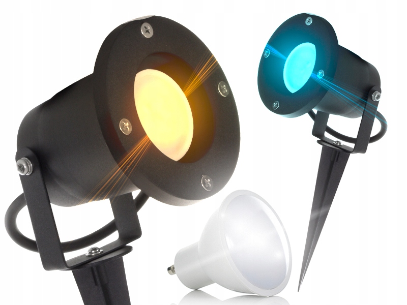 2x OŚWIETLENIE OGRODOWA LAMPA LED RGB DO PODŚWIETLANIA DRZEW KRZWÓW ROŚLIN Wysokość całkowita 31 cm