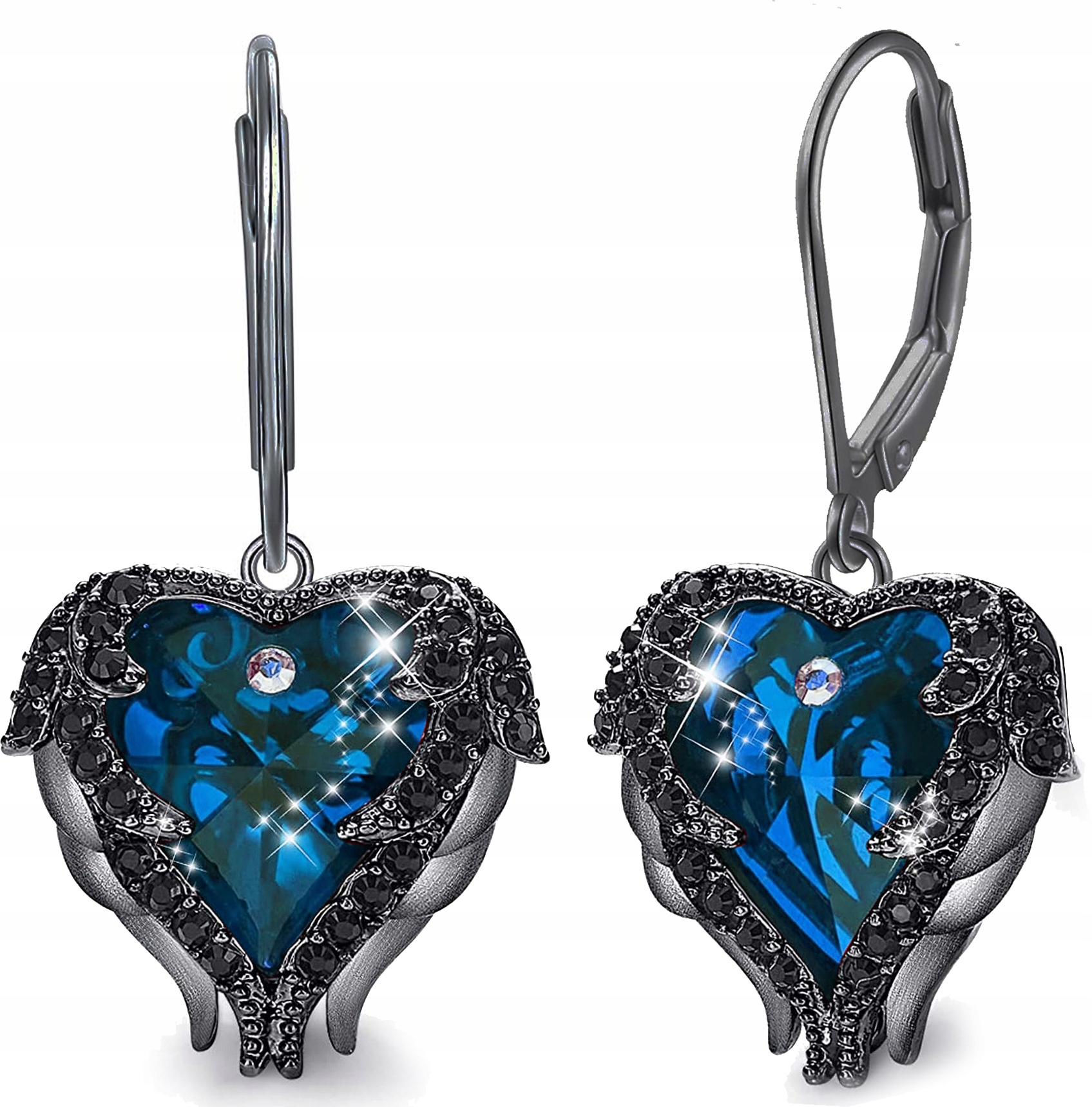 Duże kolczyki srebrne wiszące kolczyki srebro próba 925 angielskie