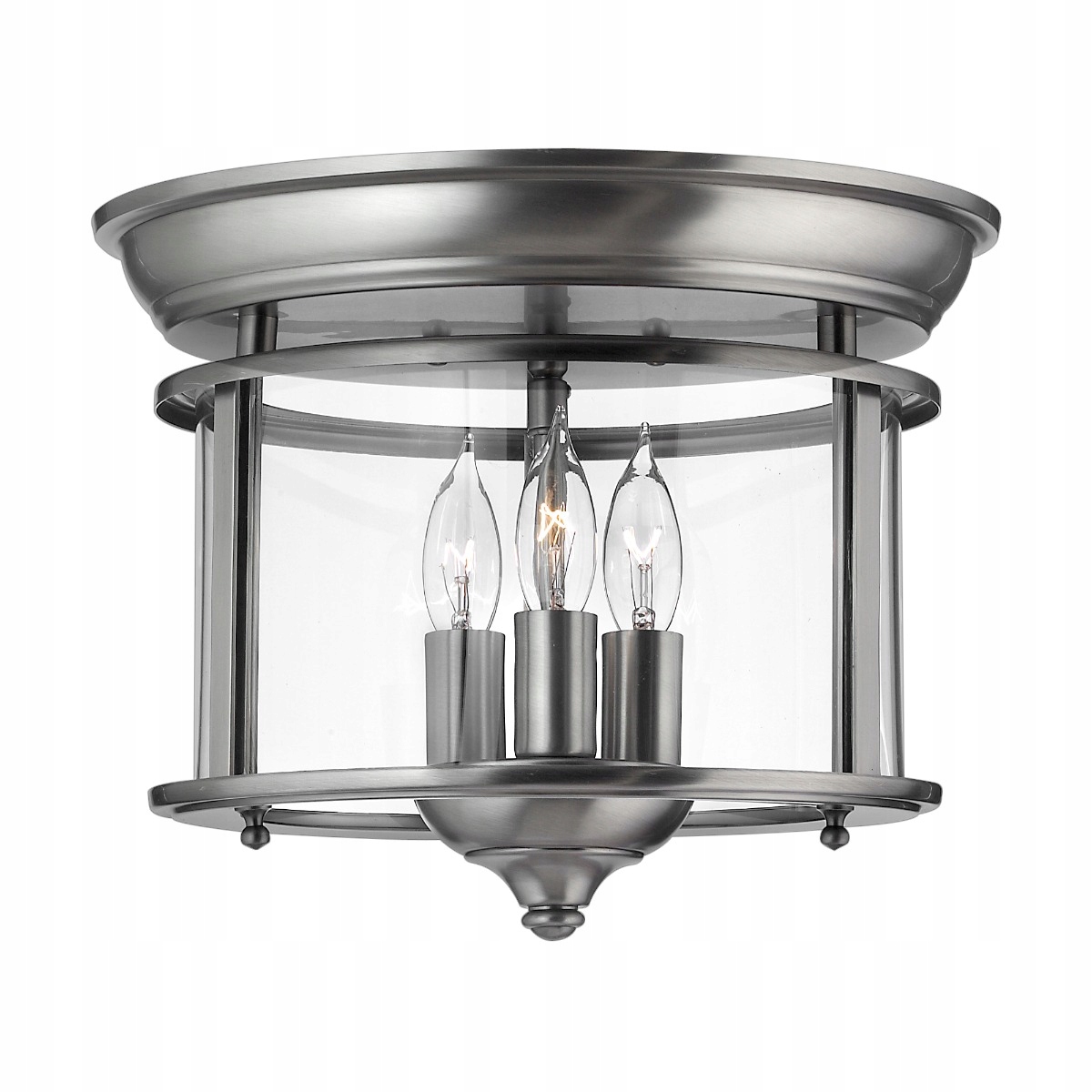 Klasická stropná lampa šedá pewter sklenená okrúhla 30 cm Hinkley