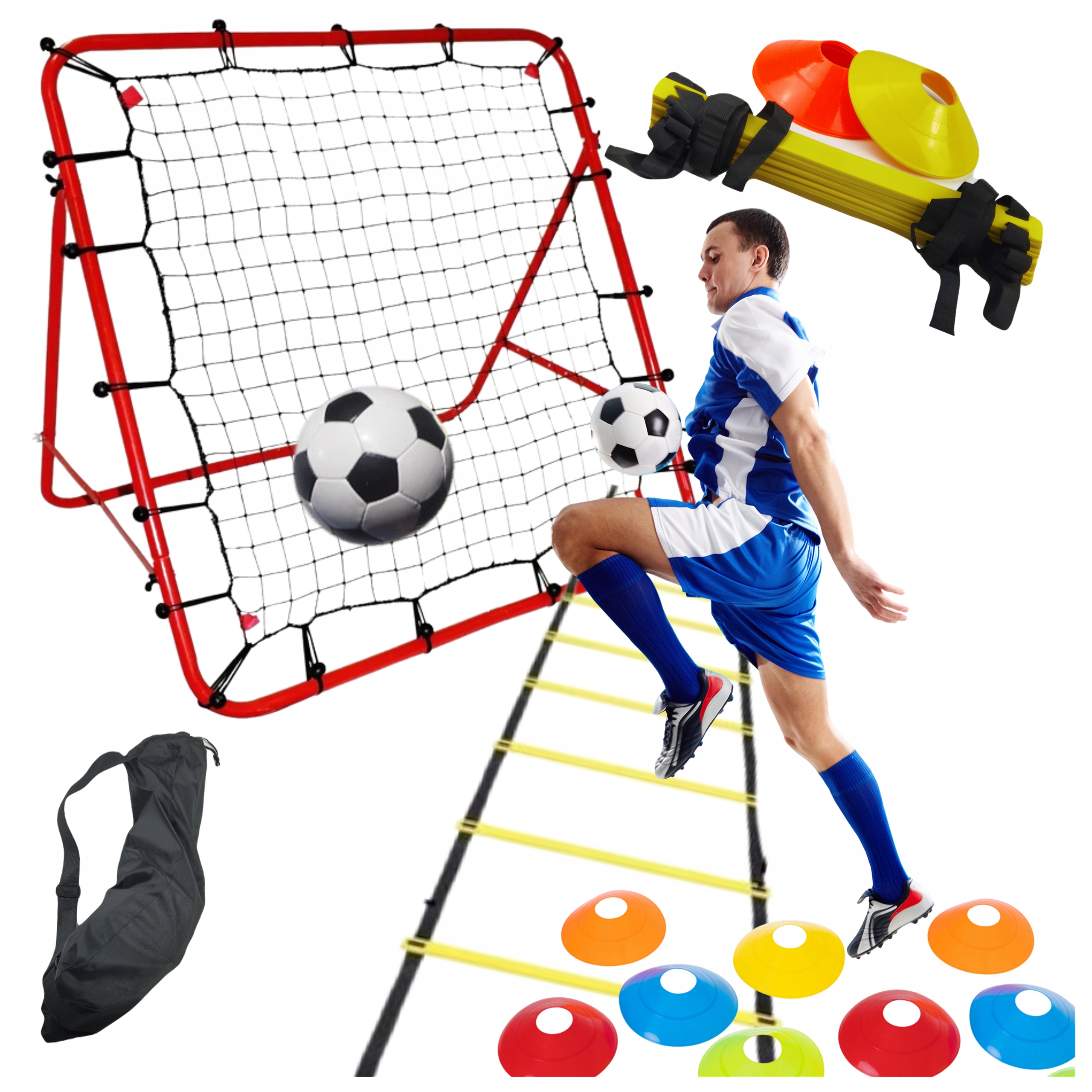 13w1 Piłkarski Drabinka Koordynacyjna Pachołki Trenażer Rebounder Zestaw